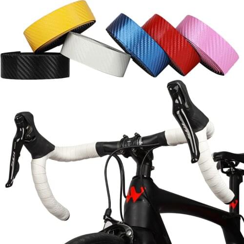 Carbon Print Handlebar Strap Anti-slip PU Leather Bicycle Bar Grips Wrap Tape Set with 2 Bar Plugs Cycling Equipment