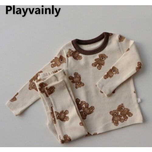 2021 New Autumn Kids Girls Boys Pajamas 2-pcs Sets Cartoon Bear Rabbit Long Sleeves Bodysuit + Pants Baby Newborn Clothes E3800