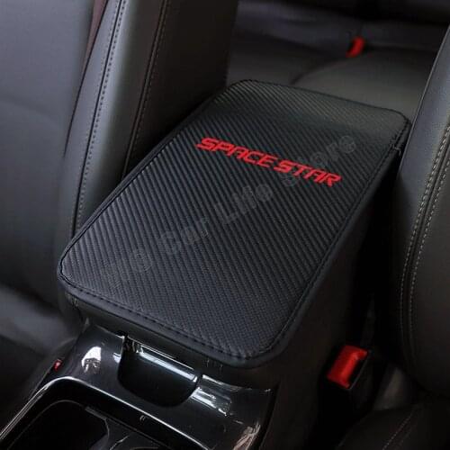 1Pc Car Armrest Pad For Mitsubishi Space Star Car Vehicle Protective Covers Carbon Fiber Auto Central Heighten Padding
