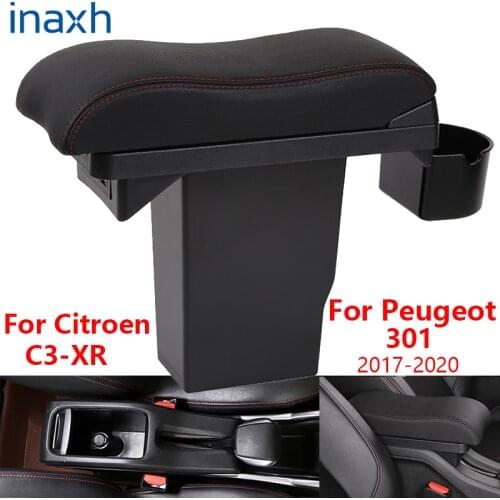 For Peugeot 301 Armrest For Citroen C3-XR Armrest box Retrofit parts Car Storage box car accessories Interior 2017 2018 2019