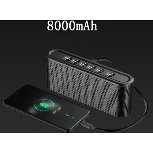 8000mAh Power Bank Wireless Bluetooth Speaker Touch Subwoofer Stereo Bass Box Portable Metal Speaker Music Center Support AUX TF