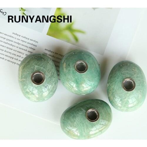 Natural Amazonite Crystal Pipe Cigarette Holder Magic Hand Piece Tianhe stone Health Tobacco Smoking Pipe Healing Gift