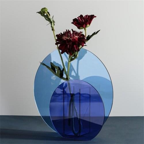 Rainbow Acrylic Vase Floral Container Decoration Shop Design Wedding Party Home Decor Vases Ins Geometric Vase Floral Minimalist