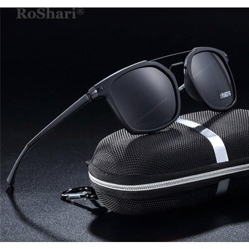 RoShari Brand Sunglasses Polarized Lens Unisex Retro TR90 Vintage Eyewear Accessories Sun Glasses Oculos For Men Women P0018