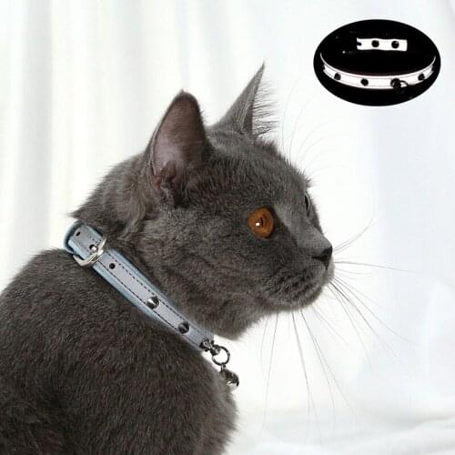 LED Light Pet Cat Collar With Bell Safety Cat Collars Puppy Dog Collar for Cats And Small Dog Rivets Pet Neck Strap Pet Supplies