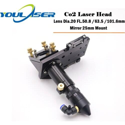 High Quality CO2 Laser Cutting Head for Focus Lens Dia.20 FL.50.8 63.5 101.6mm & Mirror 25mm Mount