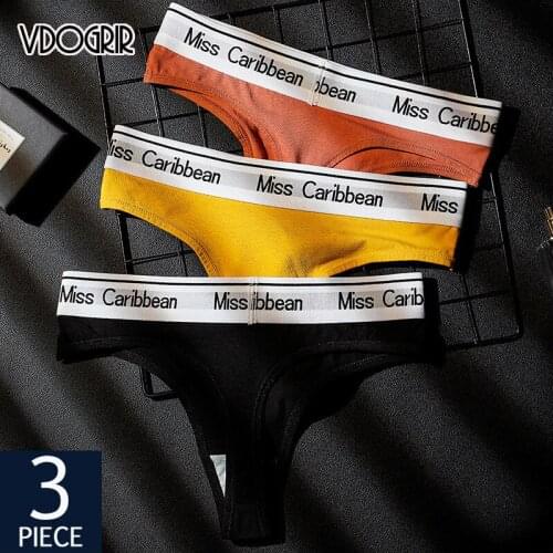 VDOGRIR 3Pcs/lot Sexy Women Sport Panties Underwear Seamless Cotton Thongs Female Solid G-String Briefs Low Waist Lady Lingerie