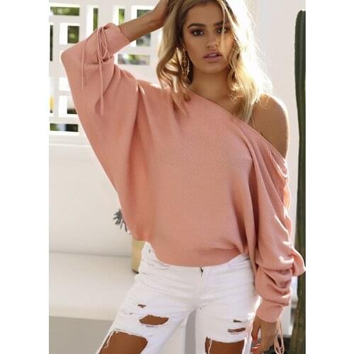 Women winter pink gray black wine red knit long sleeve pullover Sweaters female tops