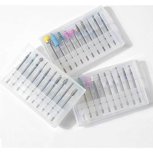 10pcs/set Professional Salon Manicure Drill Bit Nail Polishing Rotary Clean Cuticle Burr Drill Bits Pedicure Tool