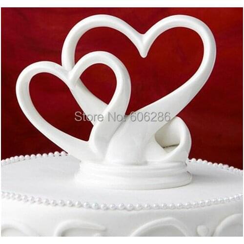 10pcs/Lot Cake Toppers Porcelain/Ceramic Cake Accessory Double Heart Funny Wedding Cake Topper