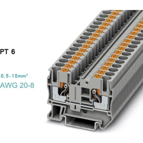 10pcs Type Fast Wiring Arrangement Connector PT6 Din Rail Combined Push In Spring Screwless Terminal Block pt-6