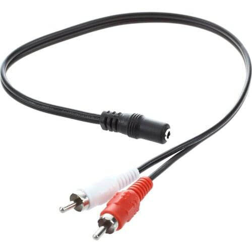 2 Pcs 3.5mm Female Stereo to 2 RCA Male AV o Aux Video Cable Cord Adapter