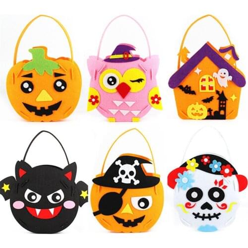 2Pcs/lot Non-woven 3D DIY Cartoon Halloween Pumpkin Candy Cute Gift Handle Bag For Kids Trick or Treat Bags Party Supplies