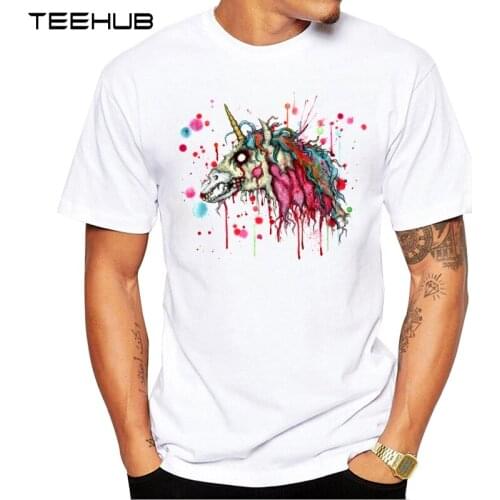 2019 TEEHUB Mens Fashion Zombie Horse Printed T-Shirt Short Sleeve Novelty Design Tops Cool Tee