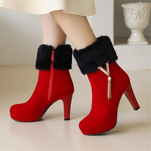 2021 women boots with thick single spring high-heeled boots all-match round in the autumn and winter 35 36 37 38 39 40 41 42 43