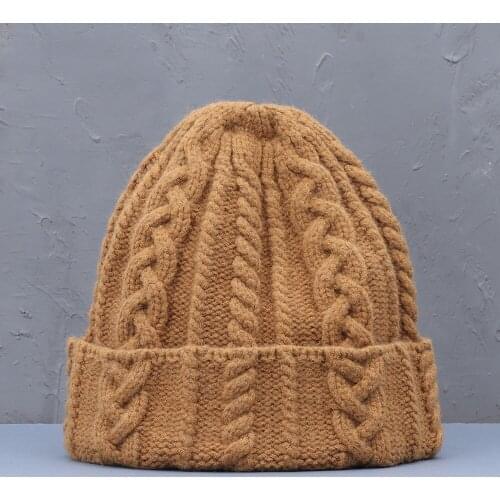 2021 womens winter hat Warm Knitted Striped Fur Pompom Wool BeaniesThick Skullies hip hop caps with Mens panama hat