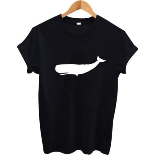 2021 Women Animal T Shirt Women Tops Harajuku Tee Shirt Femme Tops Good The Whale T-Shirt Moby Dick Graphic Tees
