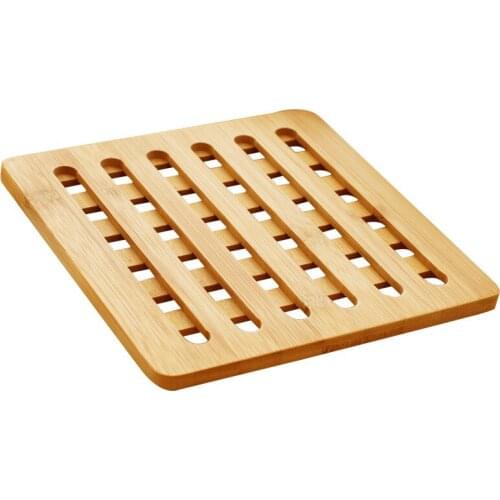 3pcs Bamboo Heat Insulation Pad Pot Mat Square Grid Anti-scalding Bamboo Mat Dining Tableware Dish Place Mat Kitchen Accessories