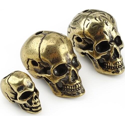 3pcs/lot EDC DIY Copper Owl Knife Beads Pendant Vintage Color White Brass Skull Paracord Beads