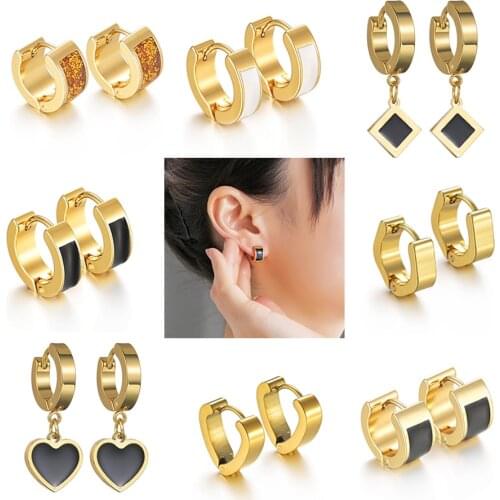 30 Styles Fashion Geometric Stainless Steel Gold Color Small Circle Hoop Earrings for Womens Girls Punk Jewelry Party Gift