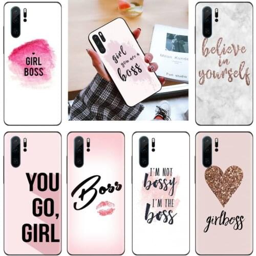 Girl Boss Pink Women power text slogan Phone Case Cover Funda For Huawei P9 P10 P20 P30 Lite 2016 2017 2019 plus pro P smart