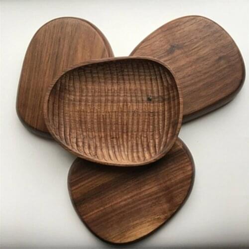 Black Walnut Wood Pan Plates Tea Dessert Dinner Bread Fruit Dishes Saucer Wood Food Plate Storage Tray