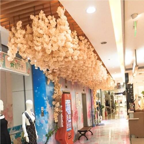100 CM Long Four Branches Each Bouquet Simulation Cherry Blossom White and Pink color For Home Wedding Party Decoration Supplies