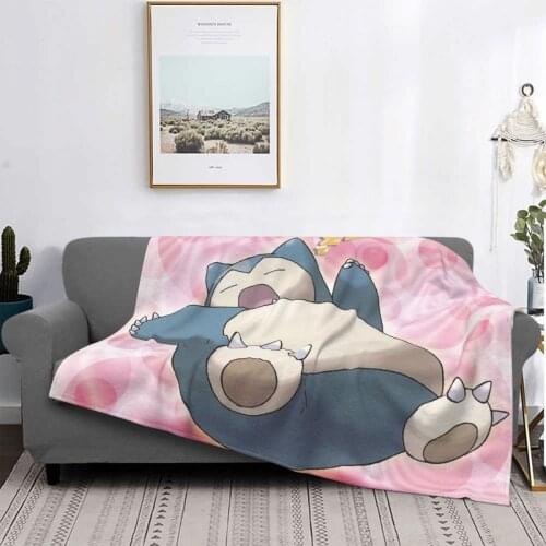 Snorlax Pictures Blankets Flannel Textile Decor Cute Anmie Multi-function Soft Throw Blankets for Sofa Couch Plush Thin Quilt