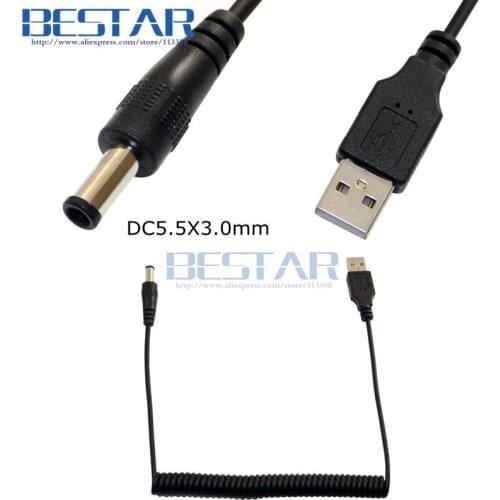 USB To DC Stretch Spring Power charge cable 1m 3ft 5V 2A DC 3.8*1.4mm 4.0*1.7mm 4.7*1.7mm 5.5*2.1mm 5.5*2.5mm 5.5*3.0mm