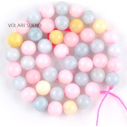 Natural Stone Morganite Color Chalcedony Beads Round Loose Spacer Beads For Jewelry Making DIY Necklace Bracelet Charms 8/10mm