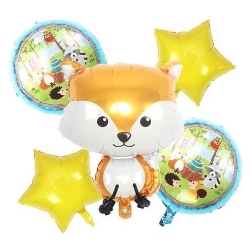 Forest Cartoon Animal foil Balloon 18inch star Birthday Party kids toys latex Globos Large Jungle Hedgehog Fox Raccoon Balloons