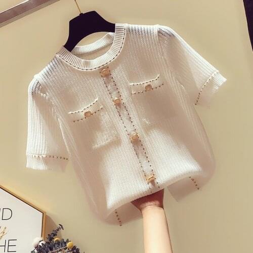 Summer Womens Top Light Cooked 2021 New Knitwear Versatile Ice Silk Bottomed Short Sweater Super Thin