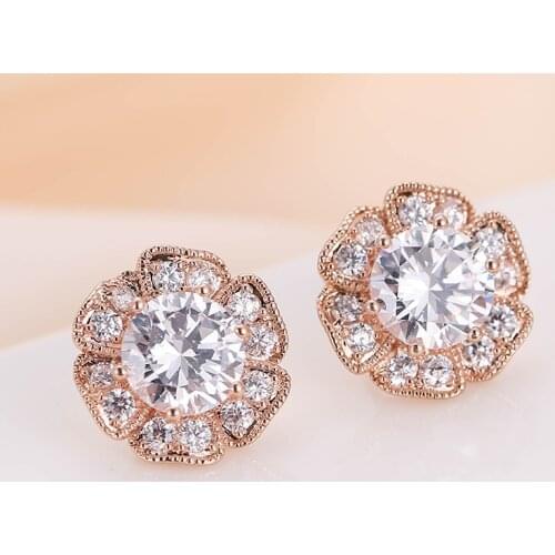 DE185 Fashion Elegant Delicacy 4A Zircon Flower Ear Stud GIRLS Gift Party Banquet WOMENS Jewelry Earrings 2021
