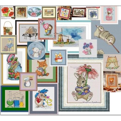 Different lovely smaller cross stitch kits Ladybug cross stitch kit plant animal design 14ct canvas embroidery DIY needlework