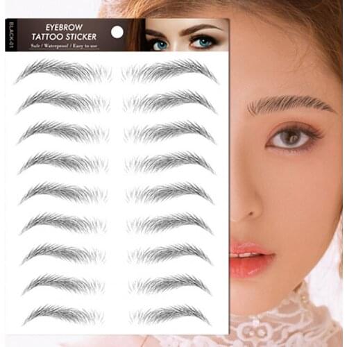 Eyebrow Sticker 6D Long Lasting Waterproof Natural Bionic Eyebrow Tattoo Water Transfer Sticker Semi-Permanen Eyebrow Tattoo