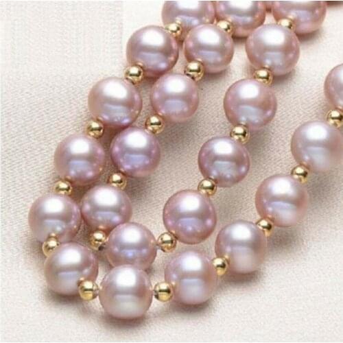 NATURAL 8-9MM SOUTH SEA GENUINE PURPLE PEARL NECKLACE 18"