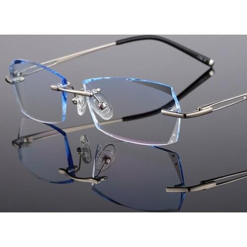 Glasses Frame Men -75/100/150/200/250/300/400/500/600 Minus 1.61 Index Tint Lens Rimless Man Optic Lens