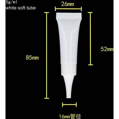 Wholesale 5ML Cosmetic soft Tube, 5G white Cream Tube with white lid, 5ml Cosmetic Sample Tubes used for eye cream container