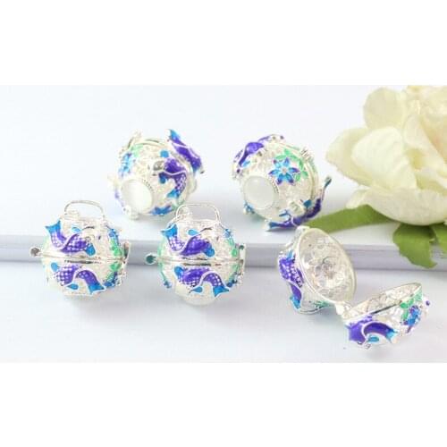 Hollow Locket Fish Engraved Charm 16mm Photo Locket Pendants Lockets DIY Jewelry Supplies Fish Floating Charm Ocean Fish JK38DGD