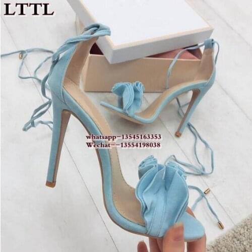 Summer Fashion Sexy Women Gladiators Ankle Strap High Heels Sandals Peep-Toe Women Lace Up Sandals Woman Party Wedding Shoe