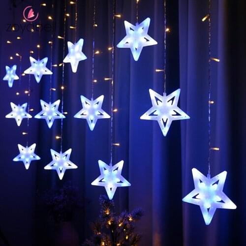 3M Led Twinkle Star Curtain Light 220V EU Plug Christmas Fairy Garland String Lights For Window Wedding Party New Year Decor