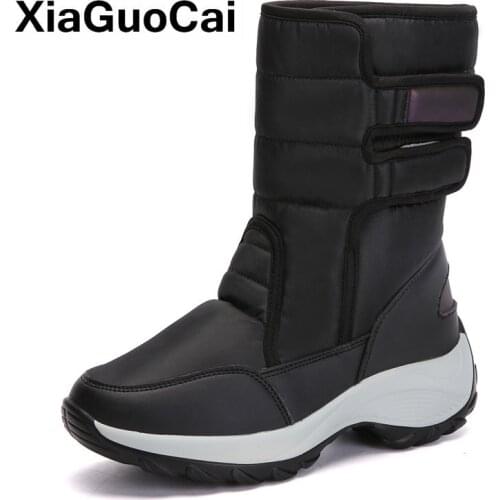 Winter Warm Snow Boots Women Shoes Ankle Boots Comfortable Round Toe Big Size Flat Beige Black Blue Pink Solid Waterproof Shoes