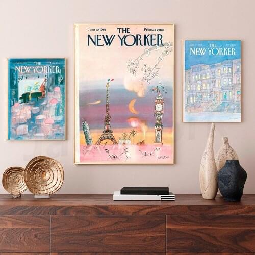 The New Yorker Magazine Covers Posters For Soft Interior Colors | Wall Art Print | Blue Wall Decor|Modern Interior Pastel Color