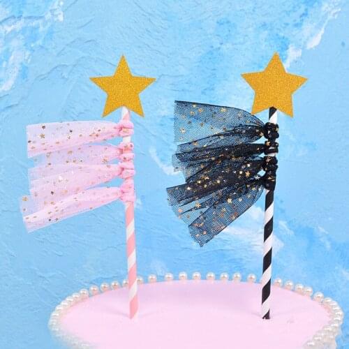1pcs Sparkling Star Happy Birthday Cupcake Topper Baby Shower Cake Baking Party Decoration Kids Children Birthday Party Supplies