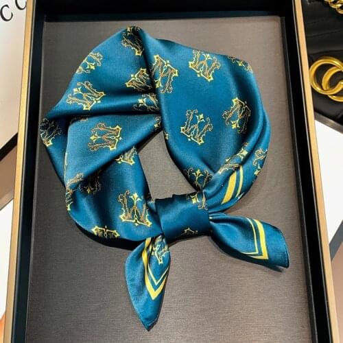 Spring Square Scarf for Women Design Print 100% Silk Hair Band Foulard Female Office Neckerchief Lady Bandana FJ546