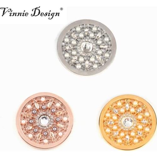 Vinnie Design Jewelry 25MM Small Coin Disc with Pearl for 27mm Coin Holder Frame Pendant 5pcs/lot