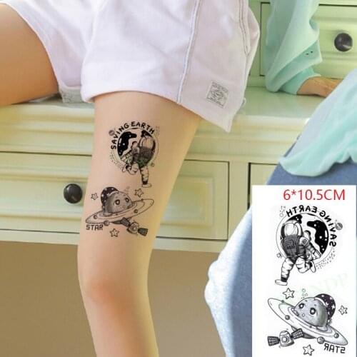 Waterproof Temporary Tattoo Sticker ins Astronaut universe earth moon cartoon Body Art Flash Tatto Fake Tatoo for Women Men