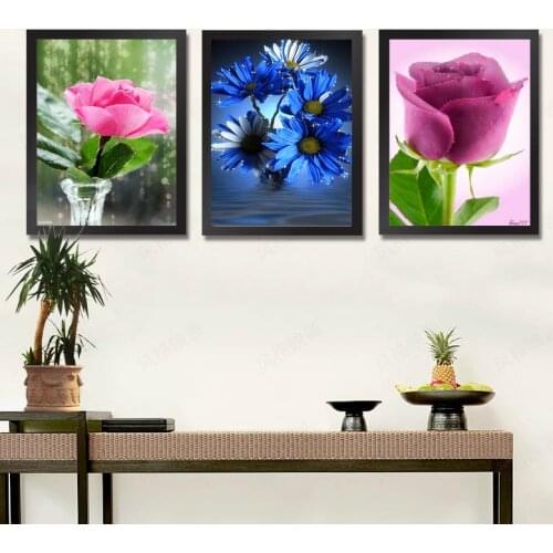 Needlework Diy diamond embroidery flowers Pink Rose Diamond Painting Cross Stitch Diamond Mosaic Cross