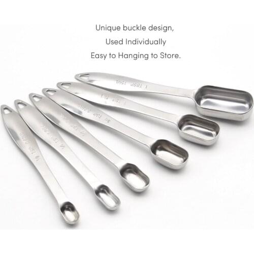 High Quality 6 Pcs/Set Stainless Steel Measuring Spoon Set Coffee Ingredients Cooking Baking Seasoning Tools Kitchen Accessories