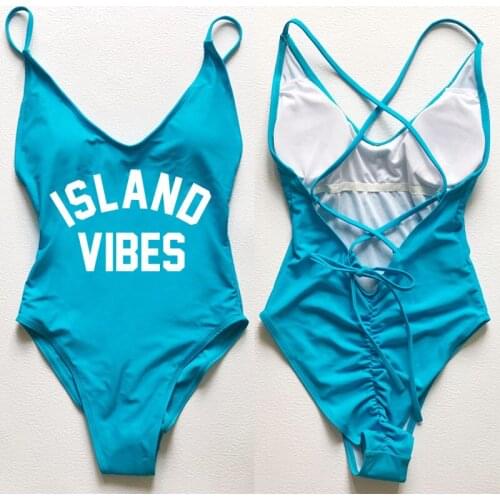 ISLAND VIBES Swimwear Women Sexy Padded Thong Bikini Swimsuit One Piece Bathing Suit Adjustable strap Beachwear wholesale mayo